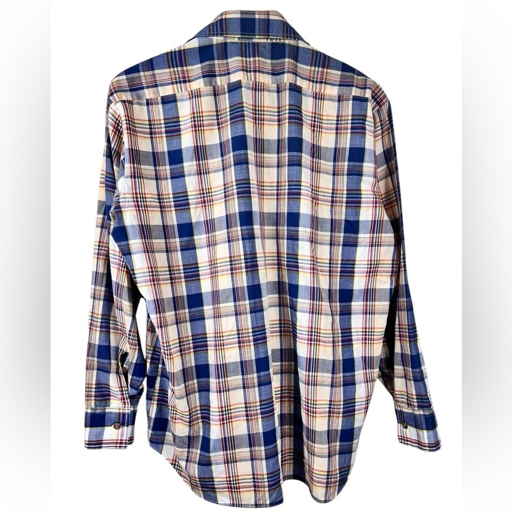 Vintage Western Shirt, L-XL, plaid, lightweight poly-cotton Cowboy Rodeo Country - Picture 7 of 7